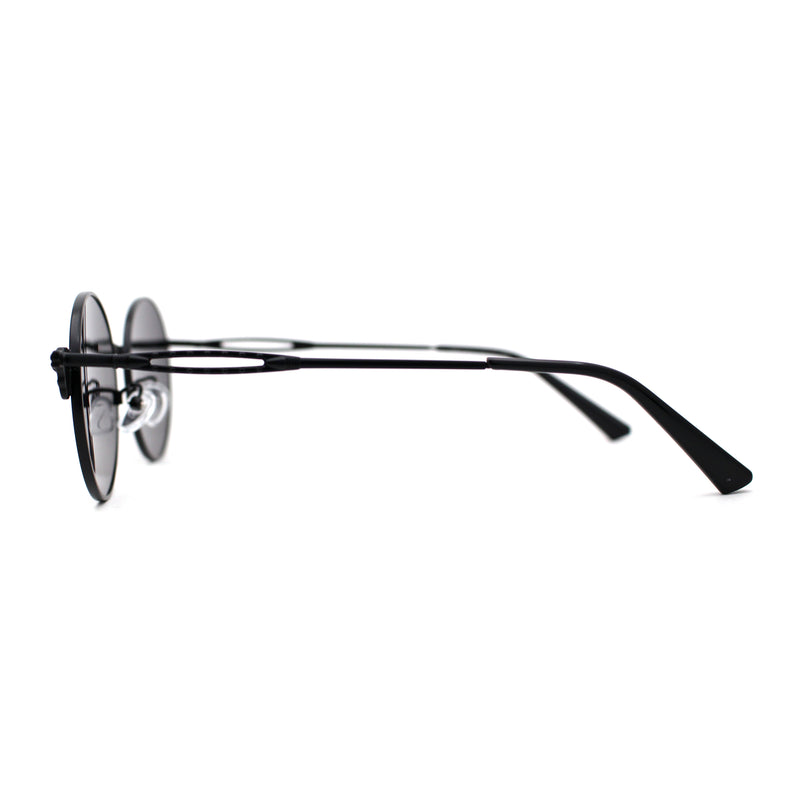 Revolver Hand Gun Emblem 90s Round Oval Metal Rim Sunglasses