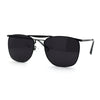 Hipster Crossbar Double Bridge Rectangle Metal Rim Sunglasses