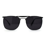 Hipster Crossbar Double Bridge Rectangle Metal Rim Sunglasses