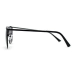 Hipster Crossbar Double Bridge Rectangle Metal Rim Sunglasses