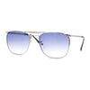 Hipster Crossbar Double Bridge Rectangle Metal Rim Sunglasses