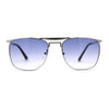 Hipster Crossbar Double Bridge Rectangle Metal Rim Sunglasses