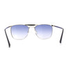 Hipster Crossbar Double Bridge Rectangle Metal Rim Sunglasses