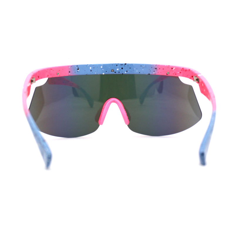 Kush 80s Retro Color Mirror Large Sport Half Rim Shield Sunglasses