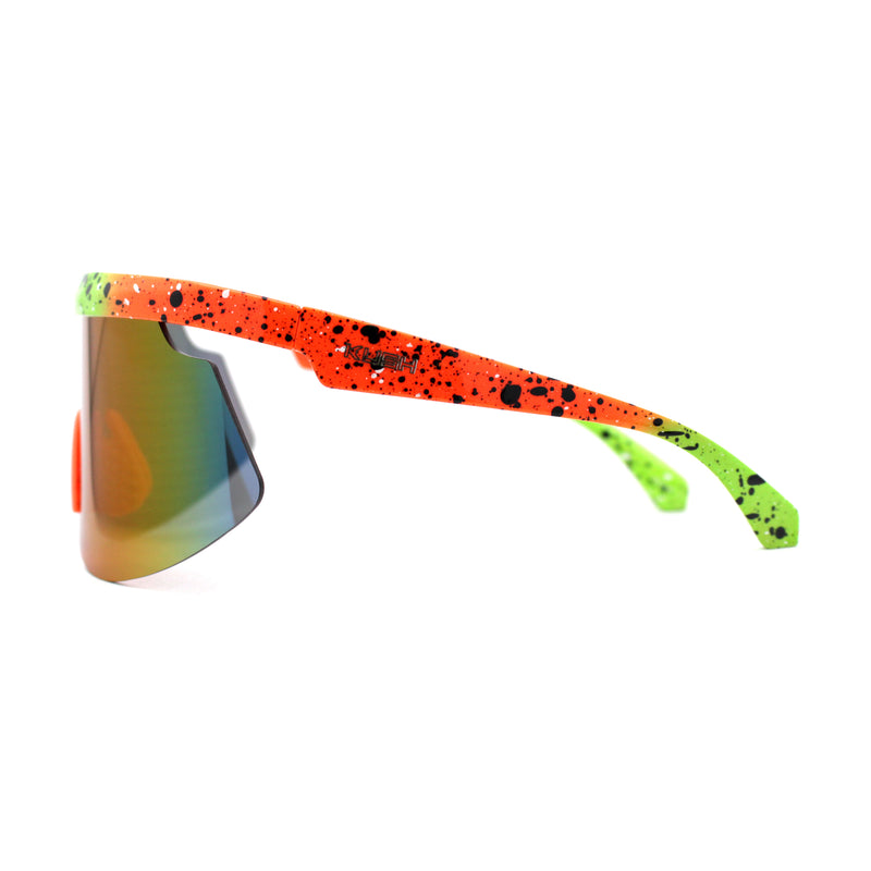 Kush 80s Retro Color Mirror Large Sport Half Rim Shield Sunglasses