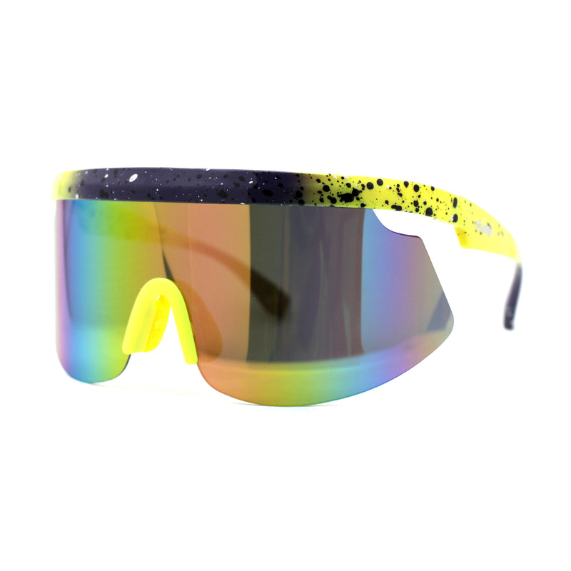 Kush 80s Retro Color Mirror Large Sport Half Rim Shield Sunglasses