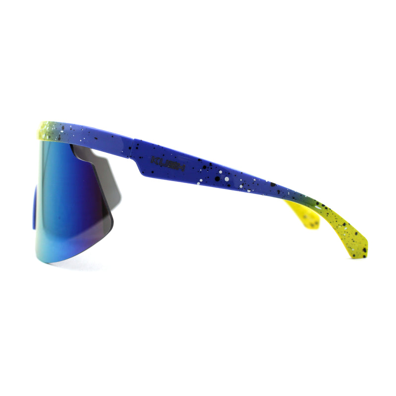 Kush 80s Retro Color Mirror Large Sport Half Rim Shield Sunglasses