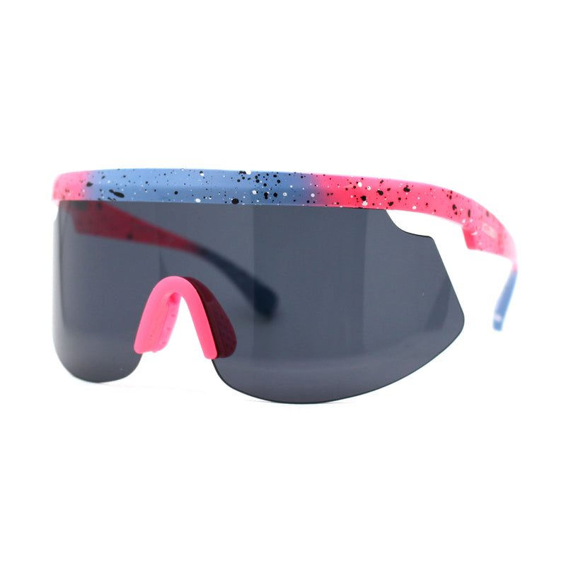 Kush 80s Paint Splatter Sport Half Rim Shield Sunglasses