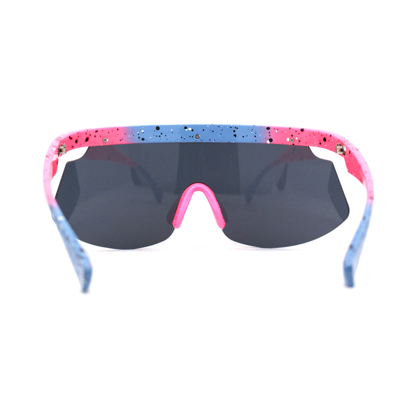 Kush 80s Paint Splatter Sport Half Rim Shield Sunglasses