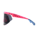 Kush 80s Paint Splatter Sport Half Rim Shield Sunglasses