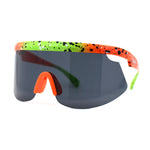 Kush 80s Paint Splatter Sport Half Rim Shield Sunglasses