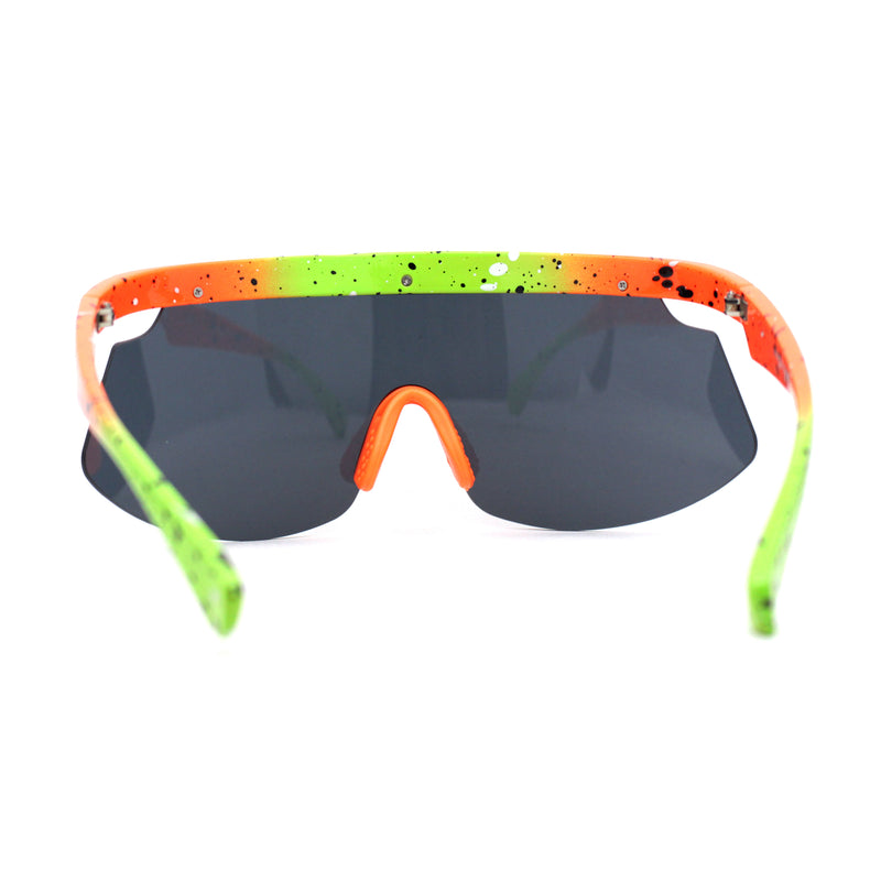 Kush 80s Paint Splatter Sport Half Rim Shield Sunglasses