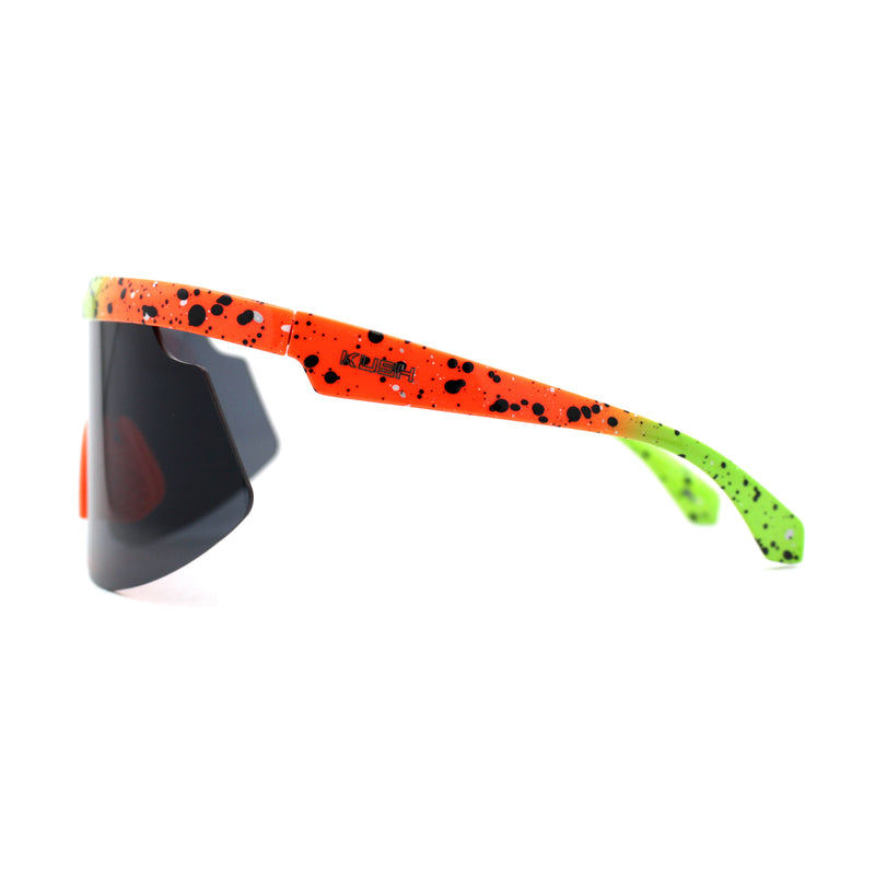Kush 80s Paint Splatter Sport Half Rim Shield Sunglasses