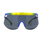 Kush 80s Paint Splatter Sport Half Rim Shield Sunglasses