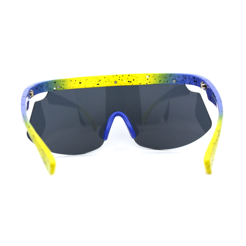 Kush 80s Paint Splatter Sport Half Rim Shield Sunglasses