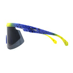 Kush 80s Paint Splatter Sport Half Rim Shield Sunglasses