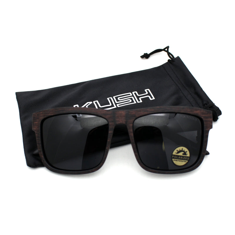 Premium Kush Polarized Woodgrain Horn Rim Sunglasses