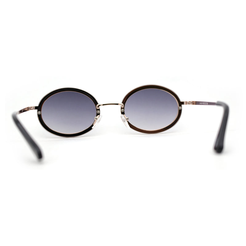 Pimp Rhinestone Frame Oval Rimless Metal Rim Sunglasses