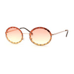 Pimp Rhinestone Frame Oval Rimless Metal Rim Sunglasses