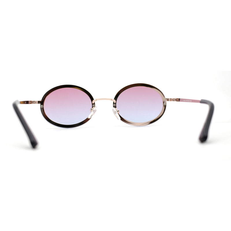 Pimp Rhinestone Frame Oval Rimless Metal Rim Sunglasses