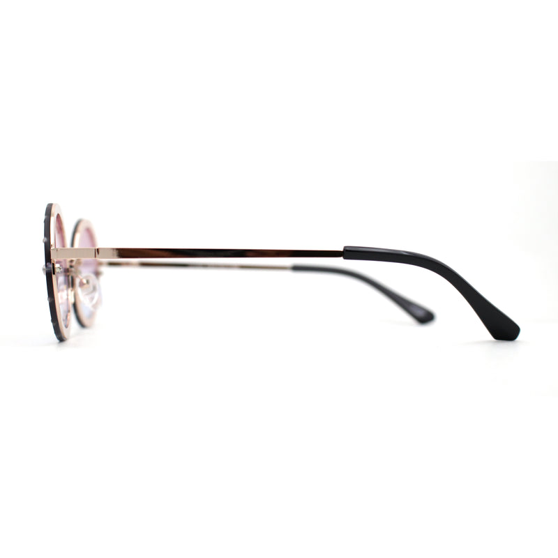 Pimp Rhinestone Frame Oval Rimless Metal Rim Sunglasses