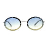 Pimp Rhinestone Frame Oval Rimless Metal Rim Sunglasses