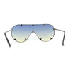 Large Shield Racer Rimless Metal Stud Trim Sunglasses