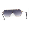 Large Shield Racer Rimless Metal Stud Trim Sunglasses