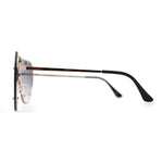 Large Shield Racer Rimless Metal Stud Trim Sunglasses