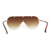 Large Shield Racer Rimless Metal Stud Trim Sunglasses