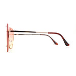 Large Shield Racer Rimless Metal Stud Trim Sunglasses