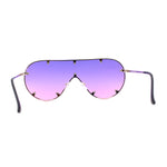 Large Shield Racer Rimless Metal Stud Trim Sunglasses