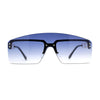 Curved Top Shield Half Rimless Rectangular Sunglasses