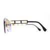 Curved Top Shield Half Rimless Rectangular Sunglasses