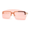 Curved Top Shield Half Rimless Rectangular Sunglasses