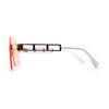 Curved Top Shield Half Rimless Rectangular Sunglasses