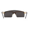 Curved Top Shield Half Rimless Rectangular Sunglasses