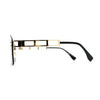 Curved Top Shield Half Rimless Rectangular Sunglasses