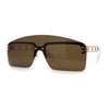 Curved Top Shield Half Rimless Rectangular Sunglasses