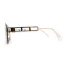 Curved Top Shield Half Rimless Rectangular Sunglasses