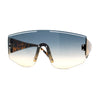 Oversize Shield Curved Top Rimless Sunglasses