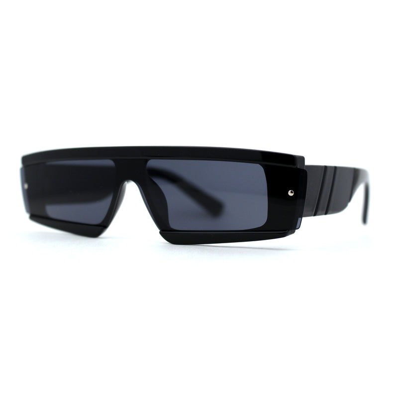Womens Mod Flat Top Narrow Shield Exposed Side Lens Sunglasses
