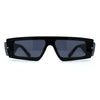 Womens Mod Flat Top Narrow Shield Exposed Side Lens Sunglasses