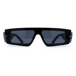 Womens Mod Flat Top Narrow Shield Exposed Side Lens Sunglasses