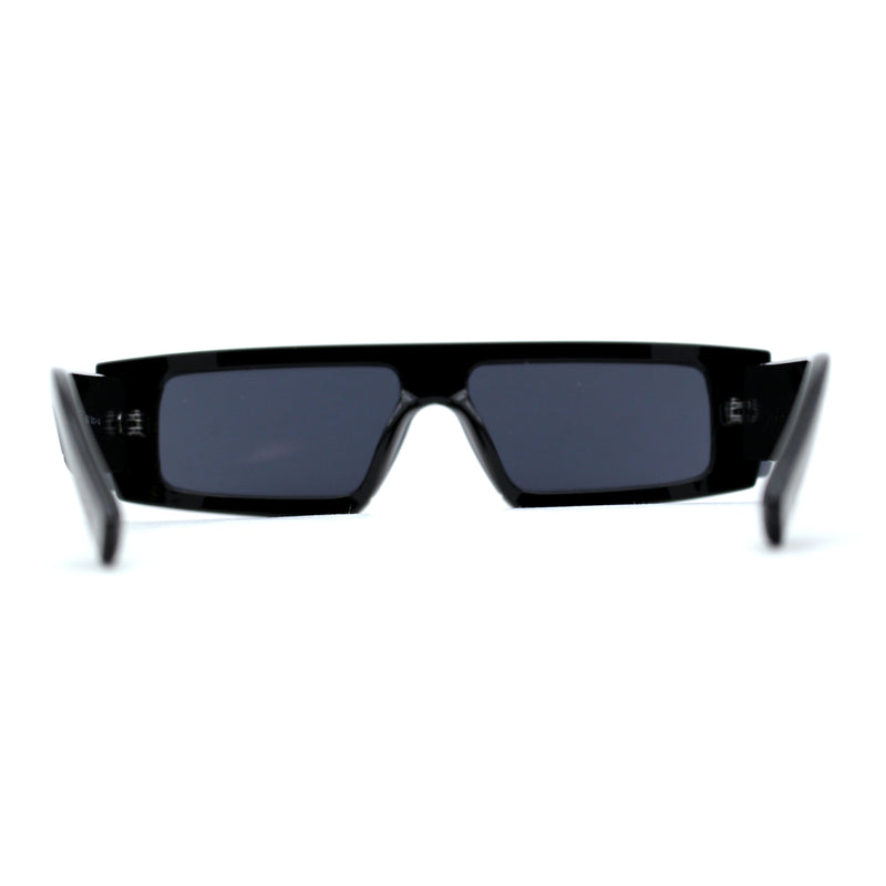 Womens Mod Flat Top Narrow Shield Exposed Side Lens Sunglasses
