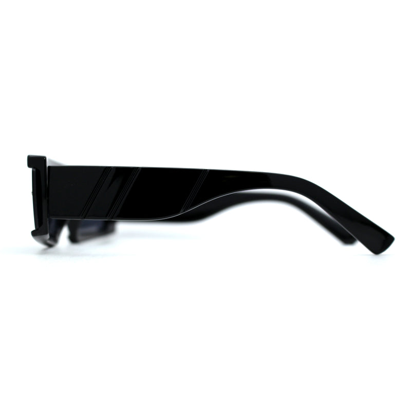 Womens Mod Flat Top Narrow Shield Exposed Side Lens Sunglasses