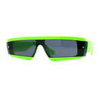 Womens Mod Flat Top Narrow Shield Exposed Side Lens Sunglasses