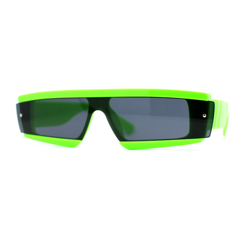 Womens Mod Flat Top Narrow Shield Exposed Side Lens Sunglasses