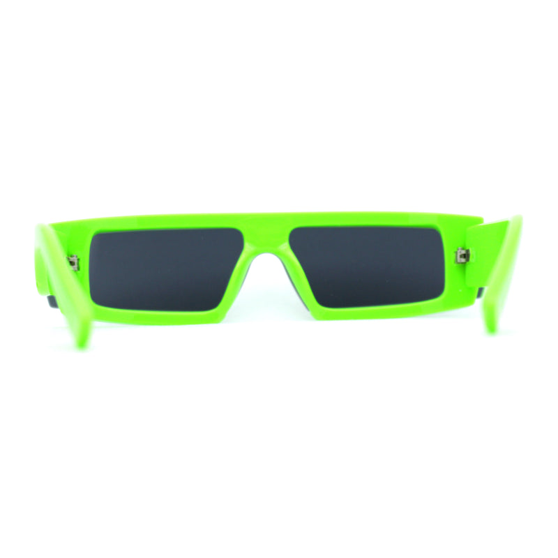 Womens Mod Flat Top Narrow Shield Exposed Side Lens Sunglasses