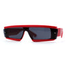 Womens Mod Flat Top Narrow Shield Exposed Side Lens Sunglasses